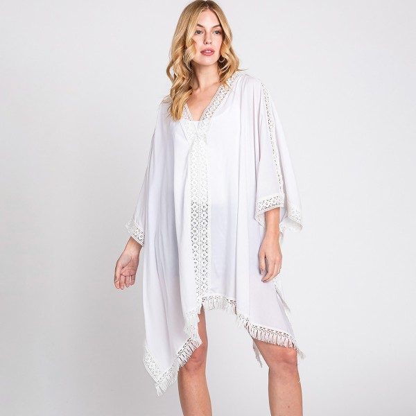 Aztec Lace Trim Detail Poncho With Tassel Detail - One Size Fits Most - 100% Viscose | 7320436 | Wholesale Fashion Jewelry Aztec Lace Trim Detail Poncho With Tassel Detail - One Size Fits Most - 100% Viscose | 7320436 | Wholesale Fashion Jewelry