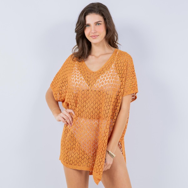 Open Knit Swimsuit Cover Up 

- One Size Fits Most (0-14)
- 100% Polyester 