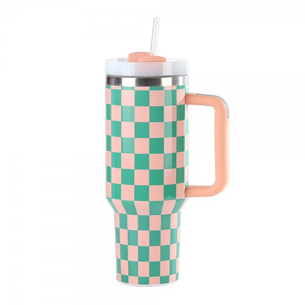 Checker Theme Printed 40oz Double Wall Stainless Steel Vacuum Tumbler ...