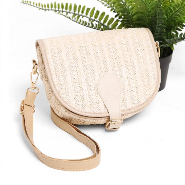 Wholesale comfyLuxe Mixed Woven Straw Clutch Crossbody Bag Magnetic Buckle Closu