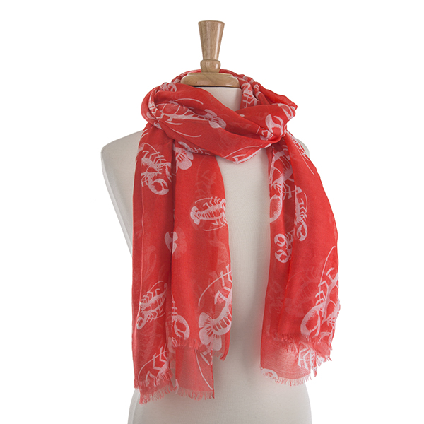 Wholesale lightweight coral white lobster scarf Polyester