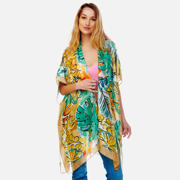 Lightweight Leaf Printed Kimono 

- One Size Fits Most
- 100% Polyester 