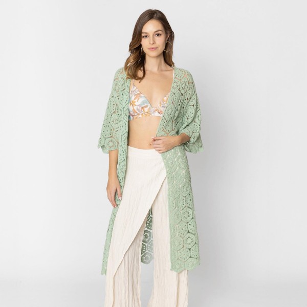 Wholesale do Everything Love Hexagon Crochet Kimono One Fits Most Polyester