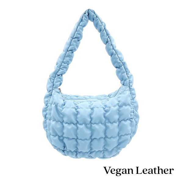 Wholesale do Everything Love Quilted Vegan Leather Puffer Shoulder Tote Bag Full