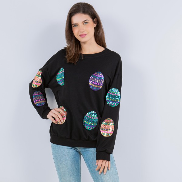 Sweat Shirt Featuring Sequin Easter Eggs (6-Pack)

- Crew Neckline
- Cuffed Sleeves
- 90% Cotton 10% Polyester 