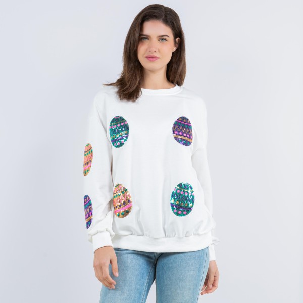 Sweat Shirt Featuring Sequin Easter Eggs (6-Pack)

- Crew Neckline
- Cuffed Sleeves
- 90% Cotton 10% Polyester 