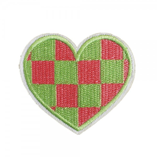 Wholesale embroidered Checker Heart Patch L Iron Sew Application