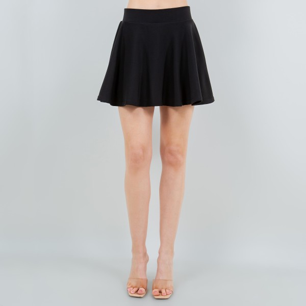 High Waisted Flare Scuba Skort (6-Pack)

- Built In Mesh Shorts
- 2" Waistband 
- 95% Polyester 5% Spandex