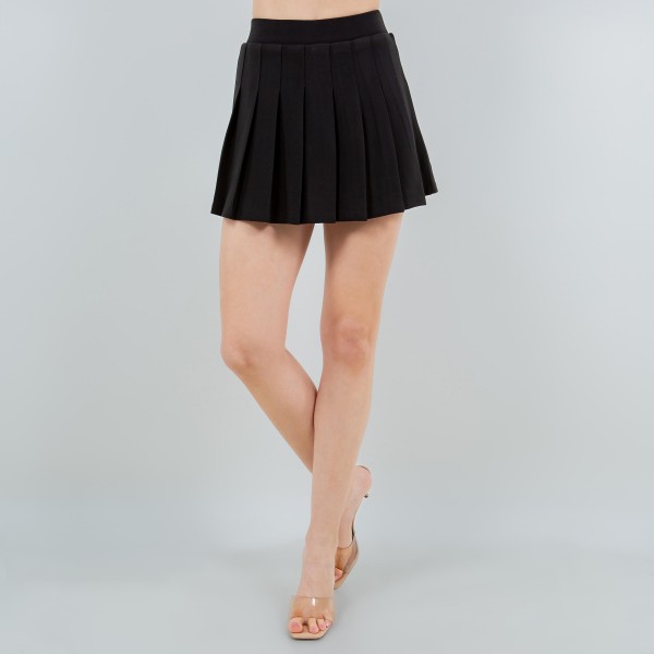 High Waisted Pleated Scuba Skort (6-Pack)

- Built In Mesh Shorts
- 2" Waistband 
- 95% Polyester 5% Spandex