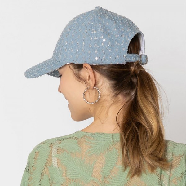 Do Everything In Love Distressed Sequin Baseball Cap - One Size Fits Most - 100% Cotton view 5