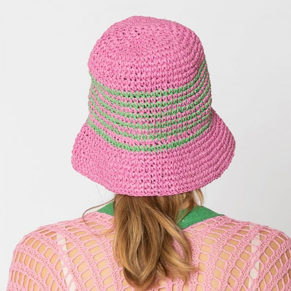 Do Everything In Love Woven Straw Bucket Hat With Thin Stripe Details - One Size Fits Most - 100% Paper view 5