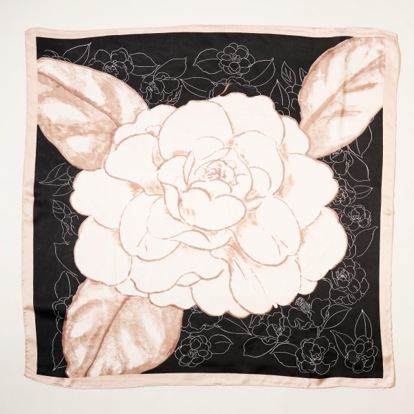 Wholesale camellia Flower Print Scarf Bandana Multi Use Scarf Bandana Bag Tie ET