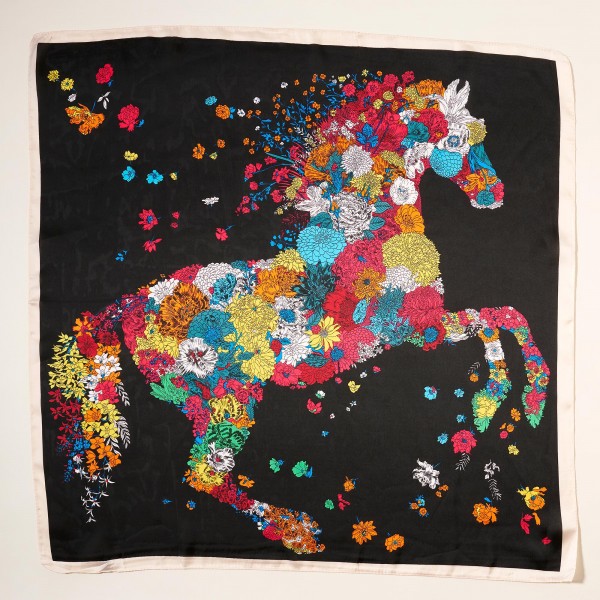 Wholesale floral Horse Print Scarf Bandana Multi Use Scarf Bandana Bag Tie ETC L