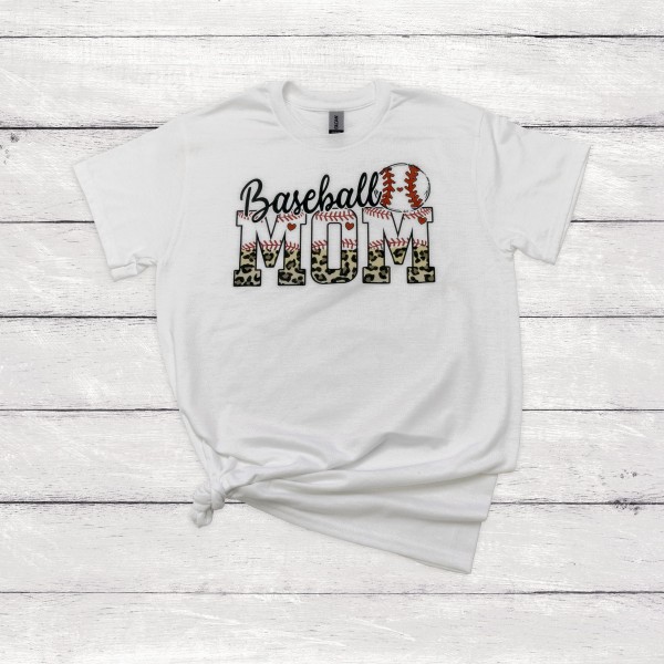 Leopard Print 'Baseball Mom' Graphic Tee (6 Pack)

- Gildan Dry Blend 
- 50% Cotton / 50% Polyester 
