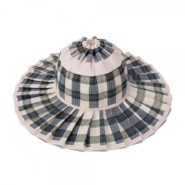 Foldable Pleated Straw Sun Hat

- Inner Drawstring Chin Fastener