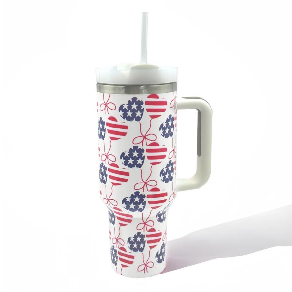 Wholesale americana Heart Balloon Printed oz Double Wall Stainless Steel Vacuum