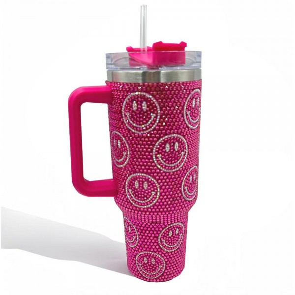 Wholesale rhinestone Studded Happy oz Double Wall Stainless Steel Vacuum Tumbler