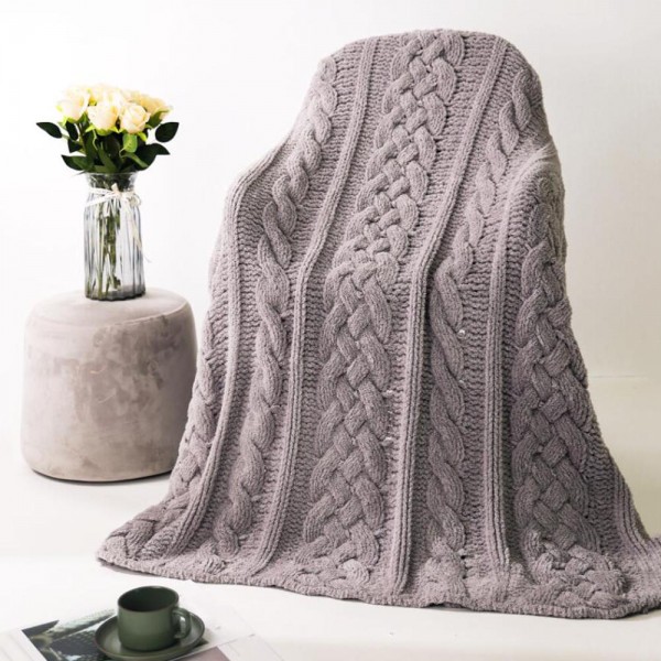 Super Soft Cable Knit Poly Microfiber Throw Blanket 
- Extra Plush and Cozy
- Approximately 50" W x 60" L 
- 100% Polyester