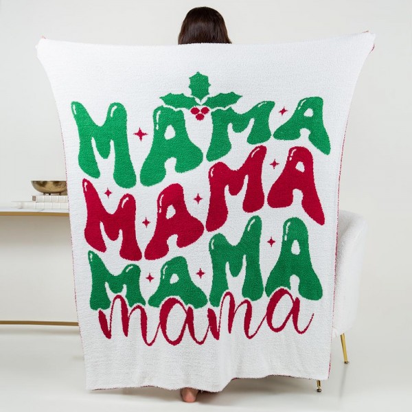 Wholesale super Soft MAMA Christmas Colors Brushed Poly Microfiber Throw Blanket