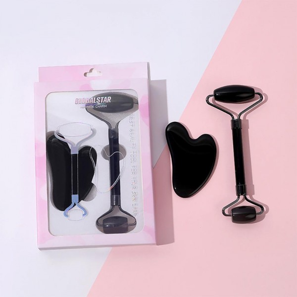 Wholesale jade Facial Roller Gua Sha Massage Set Includes Facial Roller Gua Sha