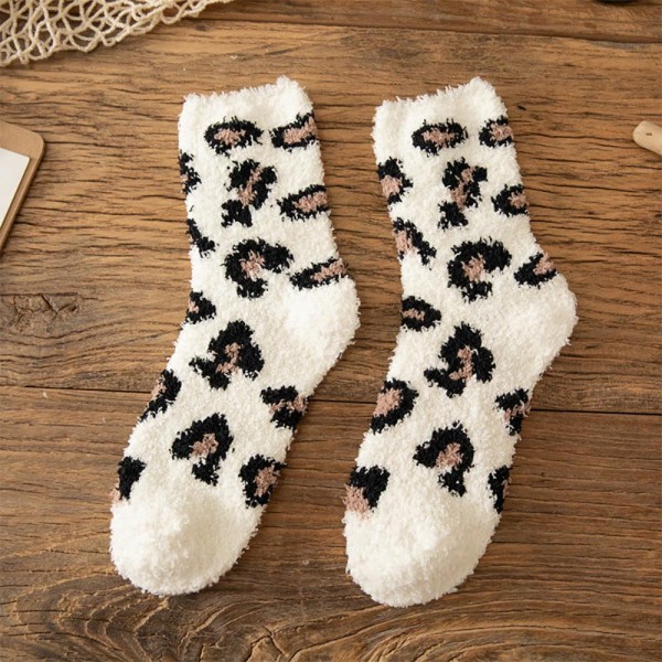 Soft Plush Knit Leopard Print Socks (6-pack) - One Size Fits Most (Sizes Adult 6-11) - Assorted Colors - 100% Poly Microfiber view 5