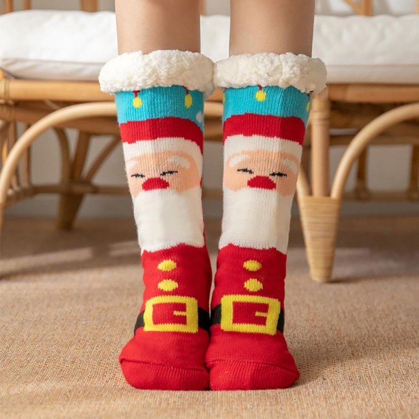 Assorted Christmas Sherpa Socks (6-pack) - Sherpa Lined - Rubber Dot Traction Bottom - One Size Fits Most - 50% Acrylic / 50% Polyester view 5