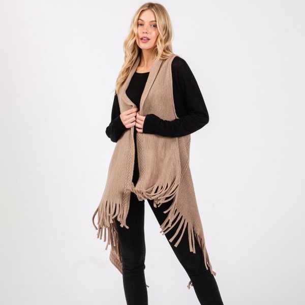 Wholesale soft Knit Vest Fringe One Fits Most Acrylic