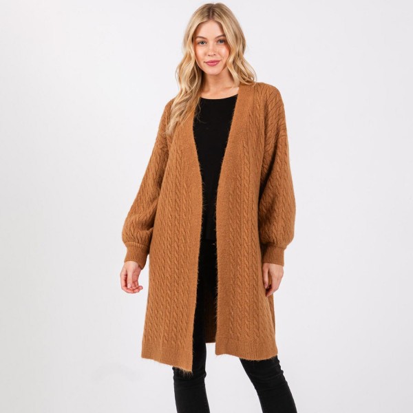 Wholesale long Cable Knit Cardigan One Fits Most Acrylic Polyester Nylon