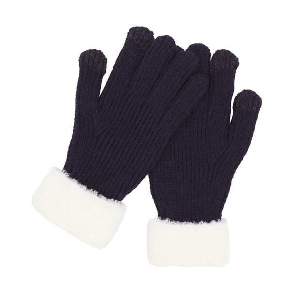 Wholesale soft Knit Gloves Sherpa Cuff Detail Touch Screen Compatible One Fits M