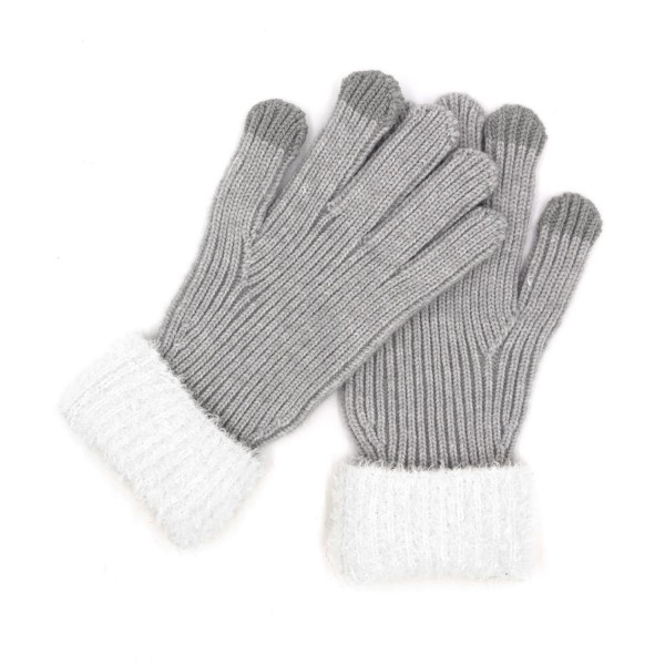 Wholesale soft Knit Gloves Sherpa Cuff Detail Touch Screen Compatible One Fits M