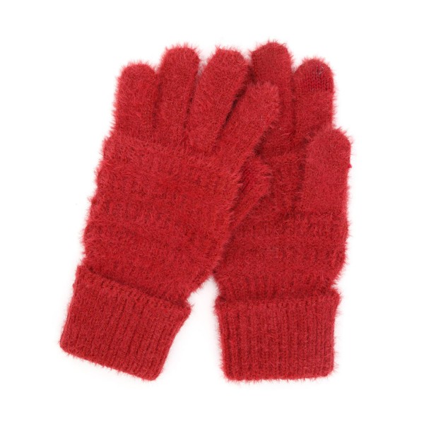Wholesale fluffy Faux Fur Knit Gloves Touch Screen Compatible One Fits Most Poly