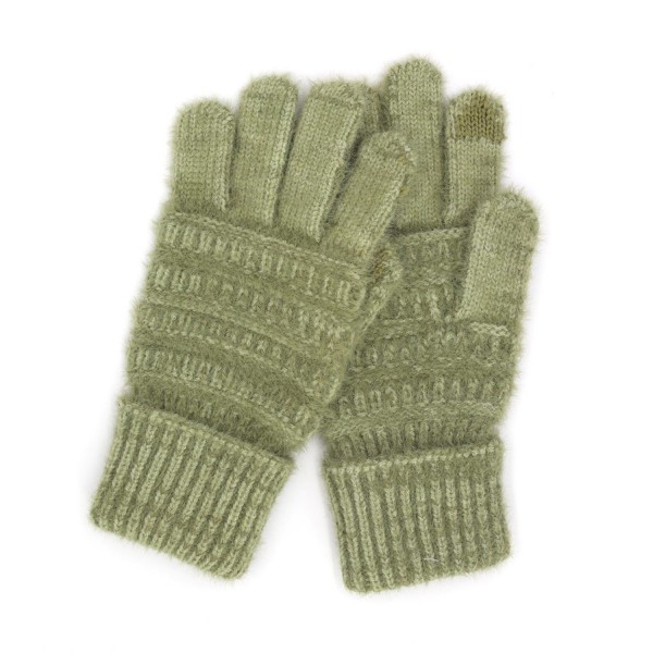 Wholesale fluffy Faux Fur Knit Gloves Touch Screen Compatible One Fits Most Poly