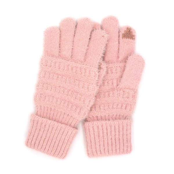 Wholesale fluffy Faux Fur Knit Gloves Touch Screen Compatible One Fits Most Poly