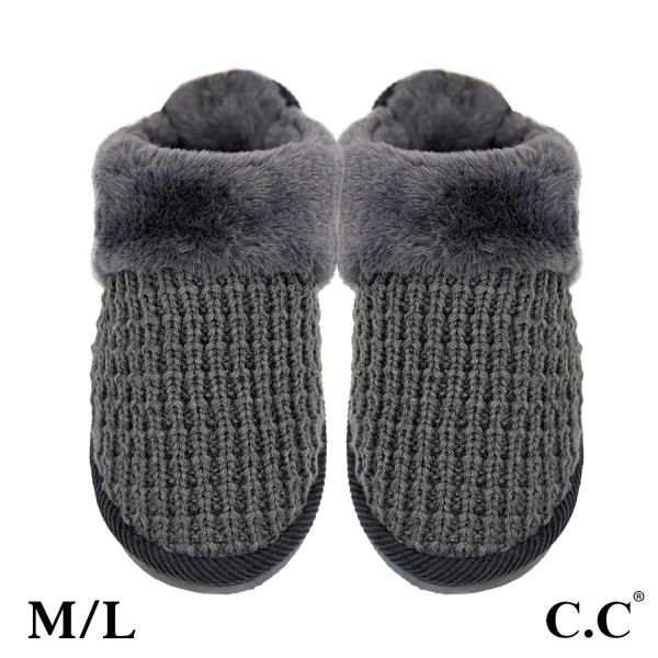 C.C SPE0032
Waffle Knitted Slippers

- US Women's Size: S/M (6-8) M/L (8-10)
- Shell: 100% Acrylic 
- Faux Fur: 100% Polyester