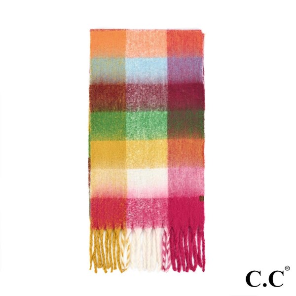 C C SFC001 Multi Color Checkered Pattern Woven Scarf Approximately 95 c-c-sfc001-multi-color-checkered-pattern-woven-scarf-approximately-95