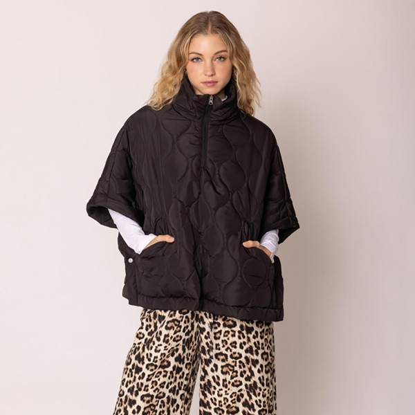 Wholesale do Everything Love Pullover Quilted Poncho Quarter Zip Closure One Fit
