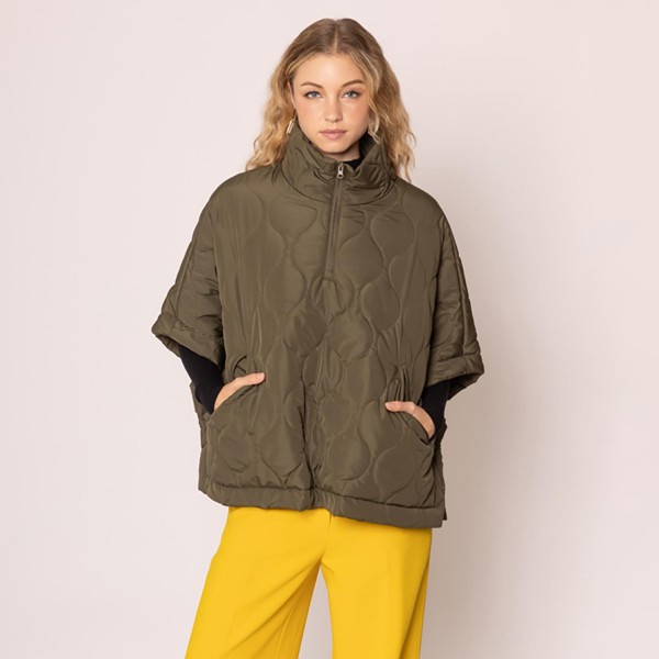 Wholesale do Everything Love Pullover Quilted Poncho Quarter Zip Closure One Fit