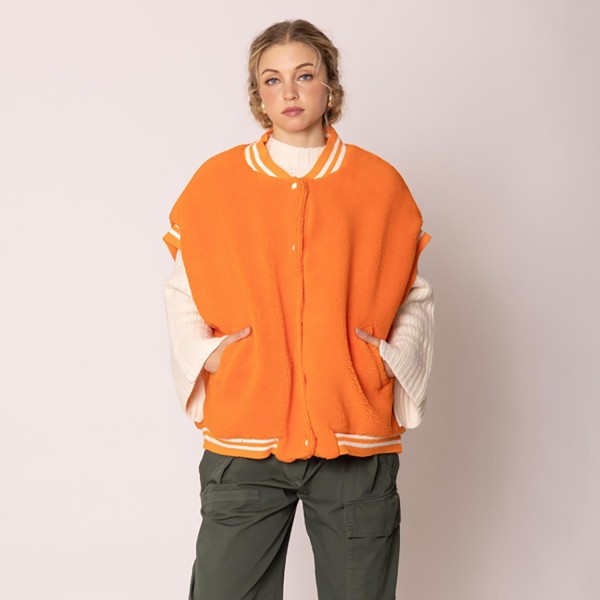 Wholesale do Everything Love Sherpa Varsity Vest Button Up Closure Pockets One F