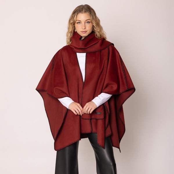 Wholesale do Everything Love Ruana Wrap Scarf Stitched Edge Detail One Fits Most