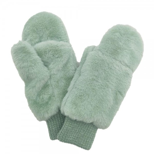 Wholesale do Everything Love Faux Fur Mittens Touch Screen Compatible Faux Fur L