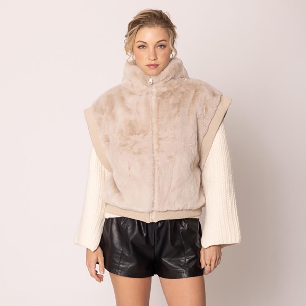 Wholesale do Everything Love Collar Faux Fur Vest One Fits Most Lined Inside Pol