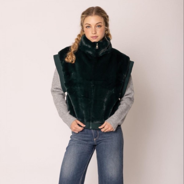 Wholesale do Everything Love Collar Faux Fur Vest One Fits Most Lined Inside Pol