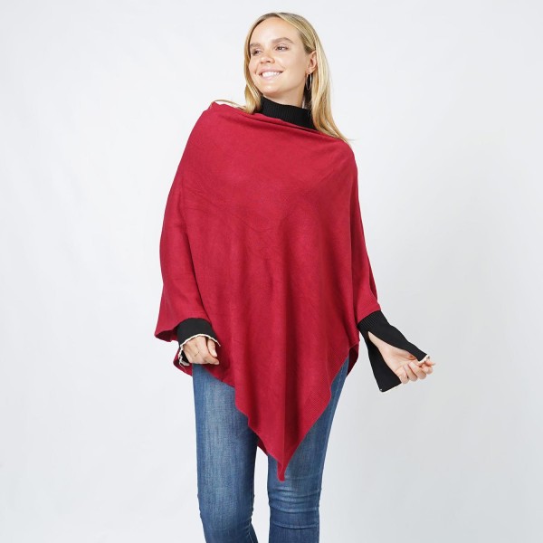 Wholesale soft Knit Poncho One Fits Most Acrylic