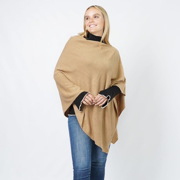 Wholesale soft Knit Poncho One Fits Most Acrylic