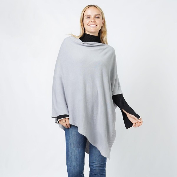 Wholesale soft Knit Poncho One Fits Most Acrylic