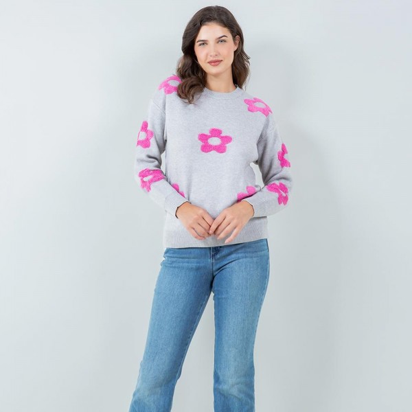 Soft Knit Retro Flower Sweater (6 Pack)

- Crew Neckline
- Cuffed Sleeve
- Long Sleeve
- 85% Acrylic
- 15% Polyester
