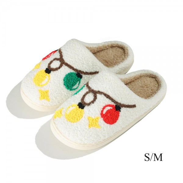 Wholesale plush Christmas Lights Slide Slippers US Women s S M M L Polyester Rub