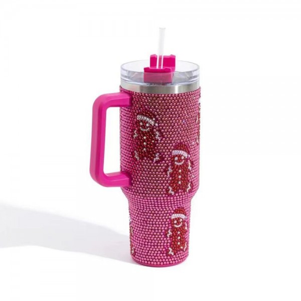 Wholesale rhinestone Gingerbread Man oz Double Wall Stainless Steel Vacuum Tumbl