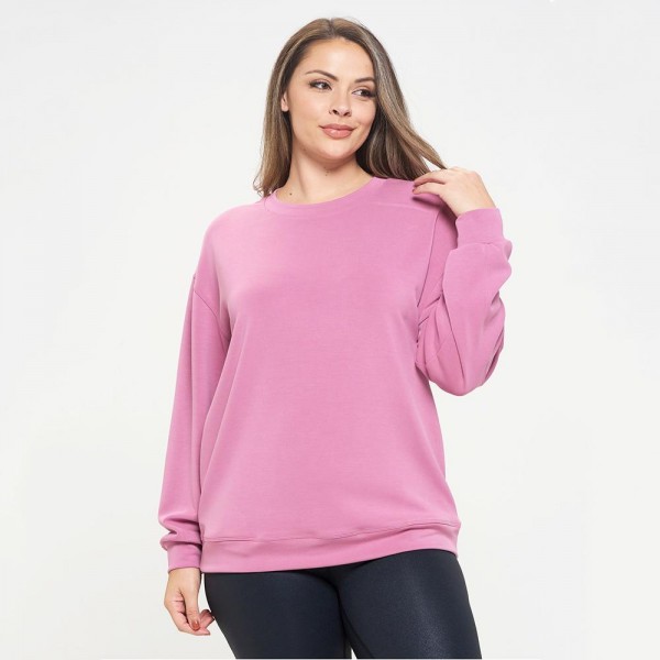 Wholesale women s Plus Sofie Soft Modal Scuba Oversized Crew Top Pockets Pack Cr