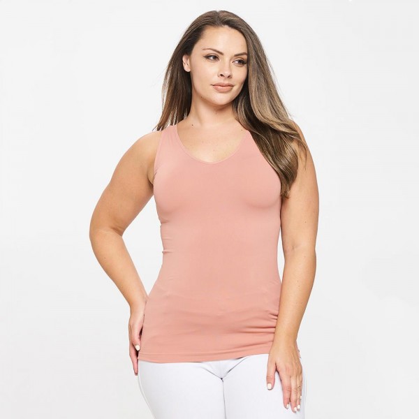Wholesale lady s Plus V U Neckline Reversible Seamless Tank Shoulder Straps Back